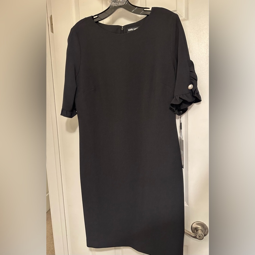 NWT Karl Lagerfeld black dress w/pearl detail